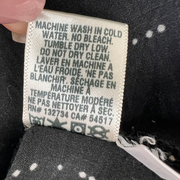 BELLA DAHL Black/White Top Polka Dot Button-Up Collar Front Pocket Long Sleeve M - Picture 8 of 8